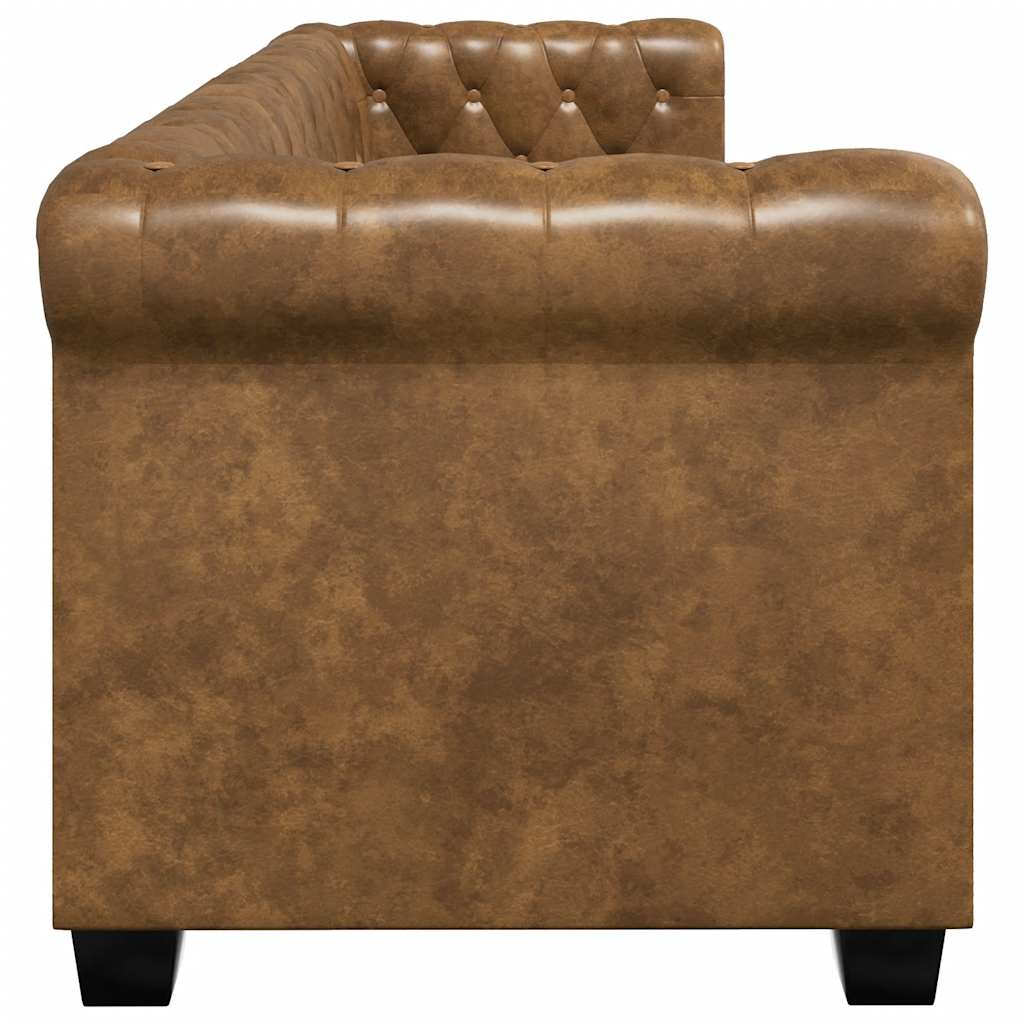Canapé Chesterfield 3 places en similicuir marron