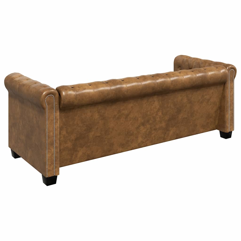 Canapé Chesterfield 3 places en similicuir marron