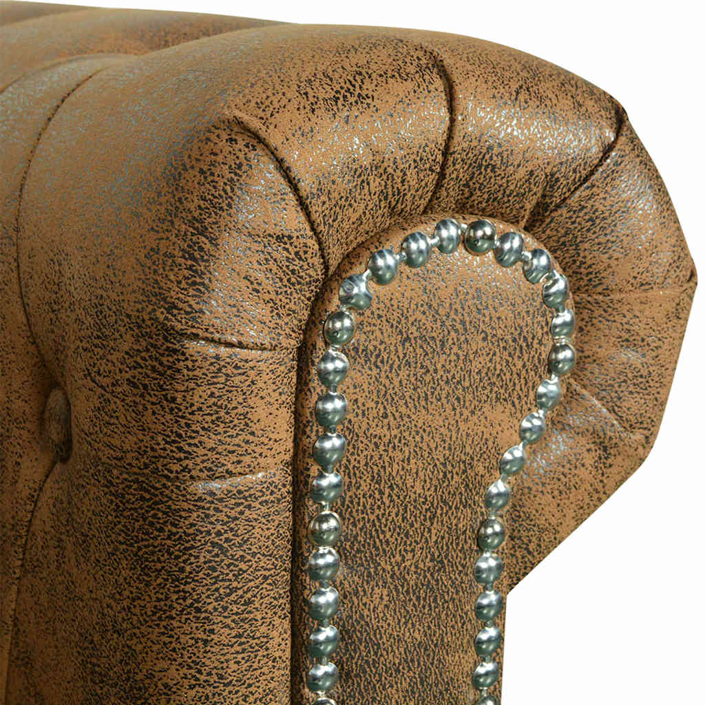 Canapé Chesterfield 3 places en similicuir marron