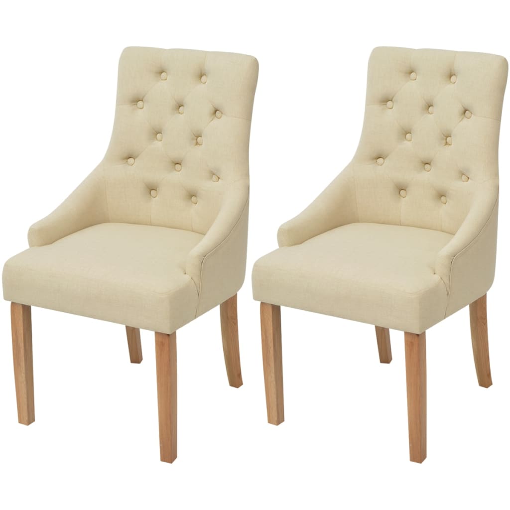 Dining chairs 2 pcs. Cream fabric