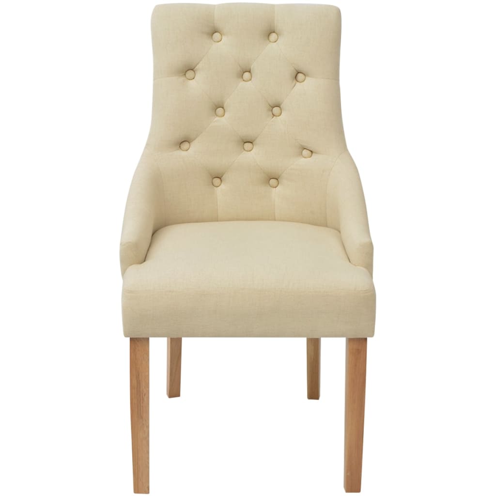 Dining chairs 2 pcs. Cream fabric
