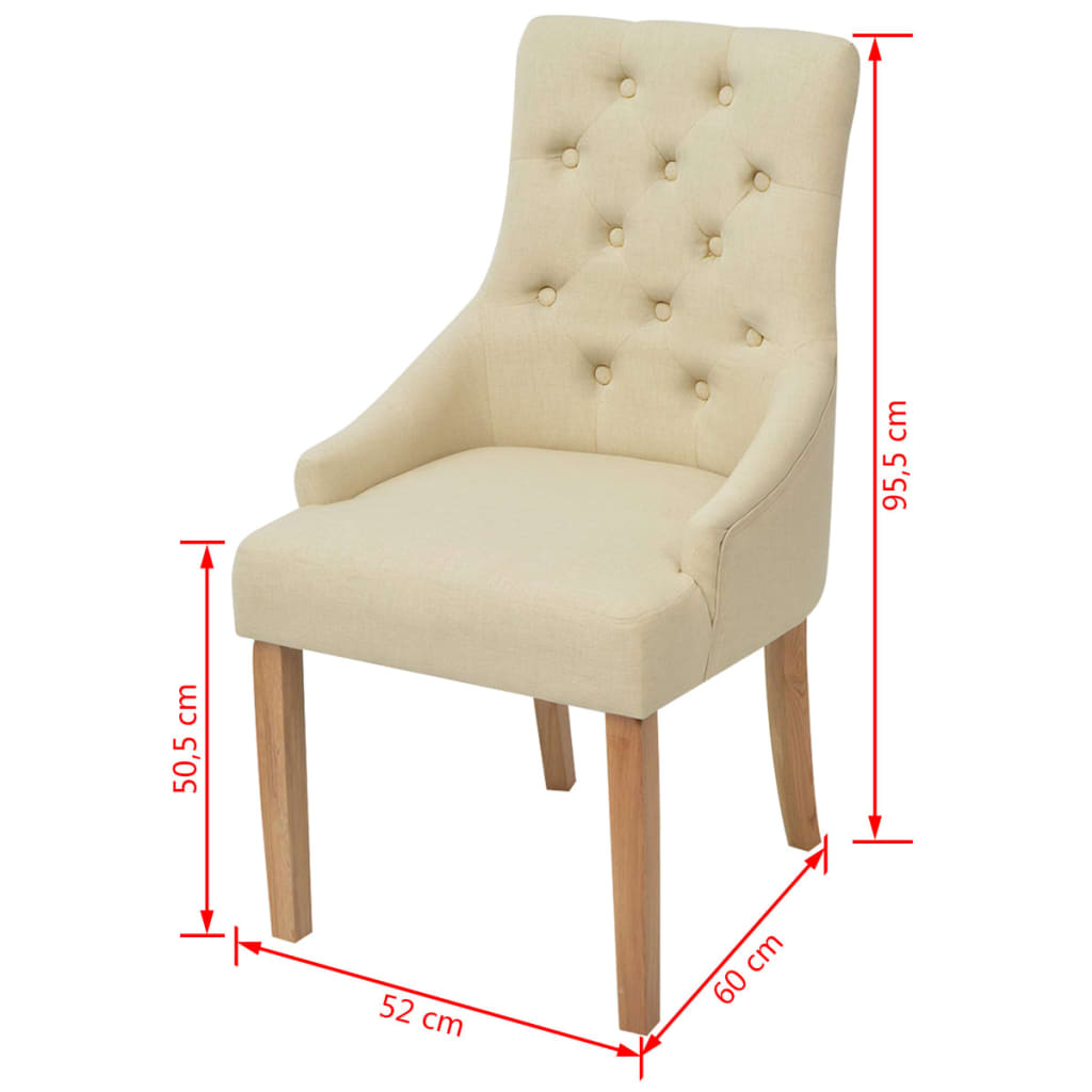 Dining chairs 2 pcs. Cream fabric