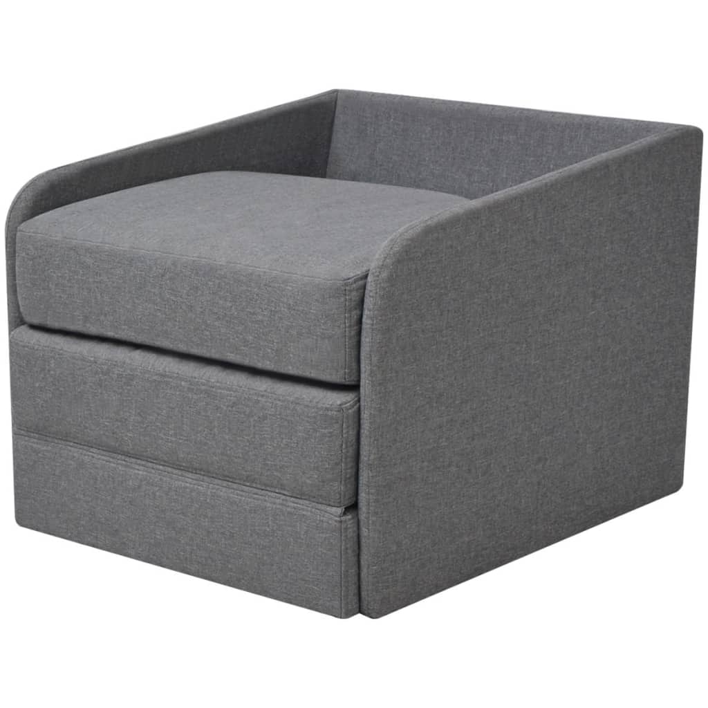 Fauteuil-lit extensible en tissu gris clair