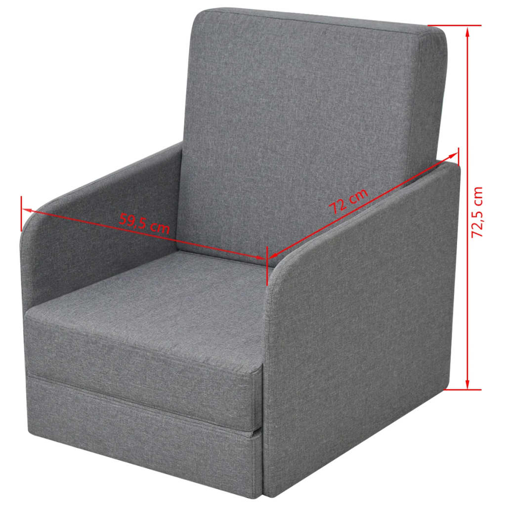 Fauteuil-lit extensible en tissu gris clair