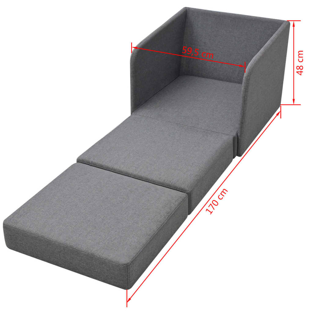 Fauteuil-lit extensible en tissu gris clair