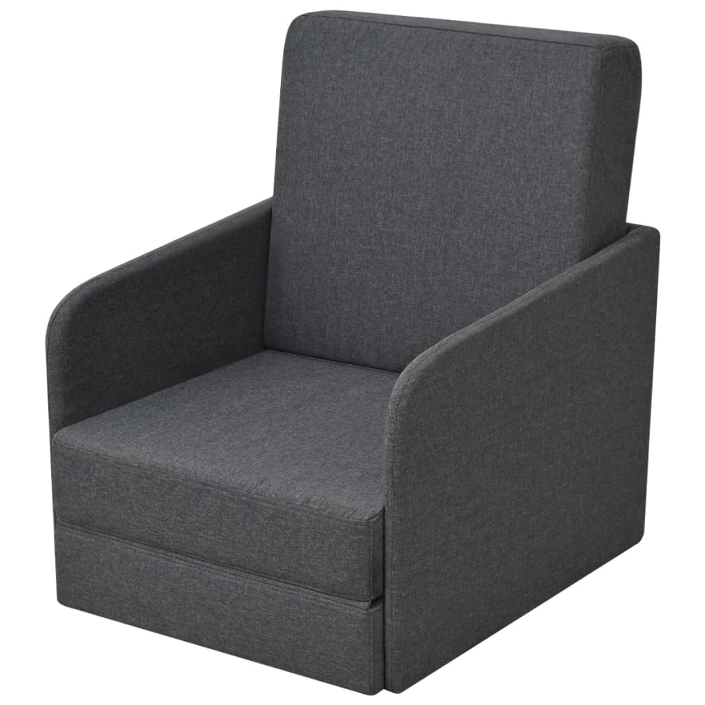 Fauteuil-lit extensible en tissu gris foncé