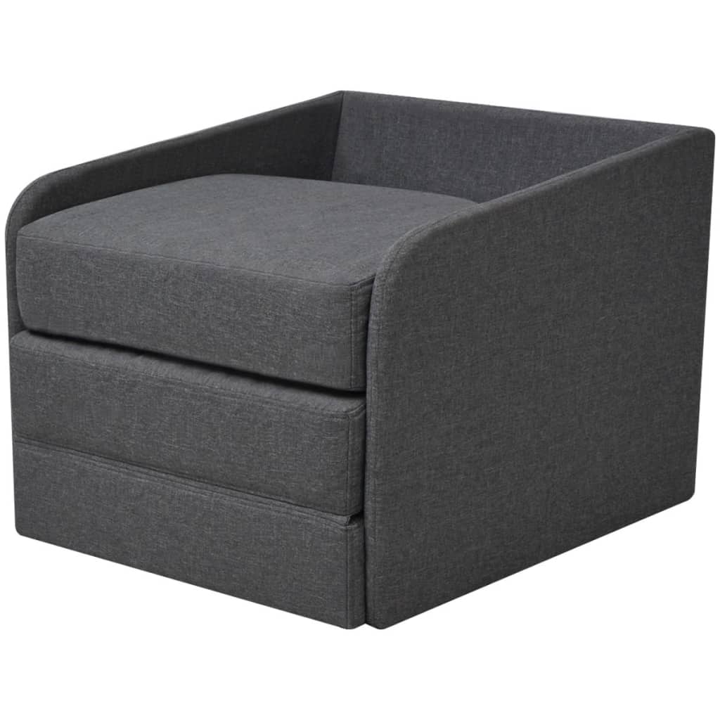 Fauteuil-lit extensible en tissu gris foncé