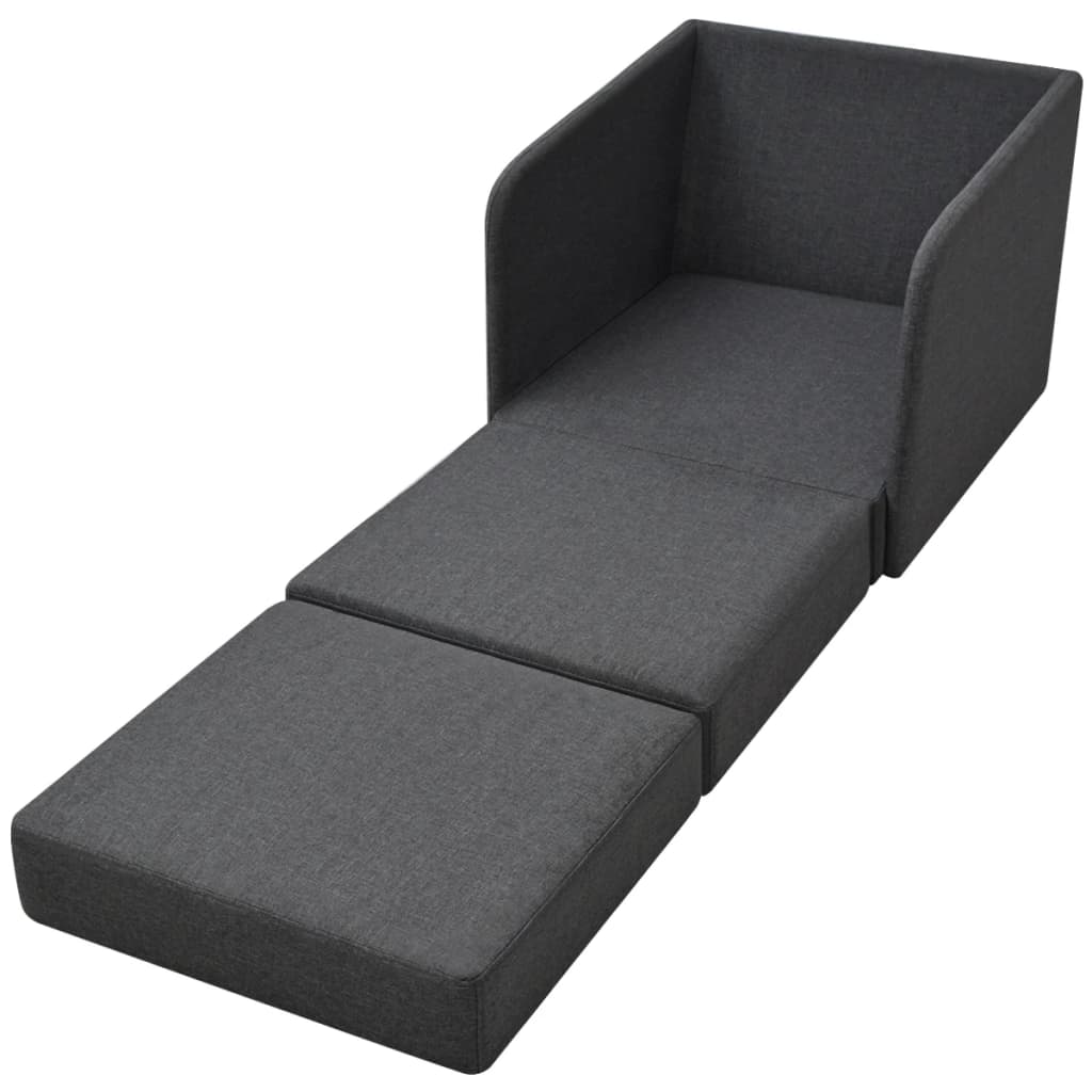 Fauteuil-lit extensible en tissu gris foncé