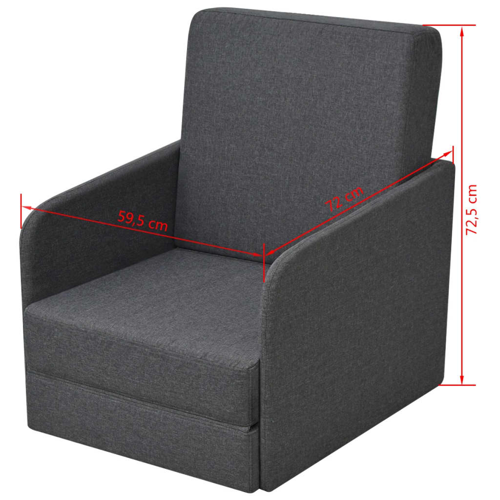 Fauteuil-lit extensible en tissu gris foncé
