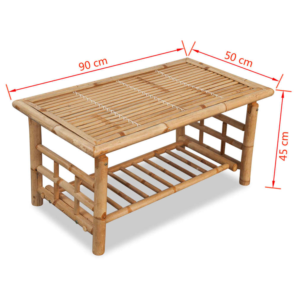 Bamboo coffee table 90x50x45 cm