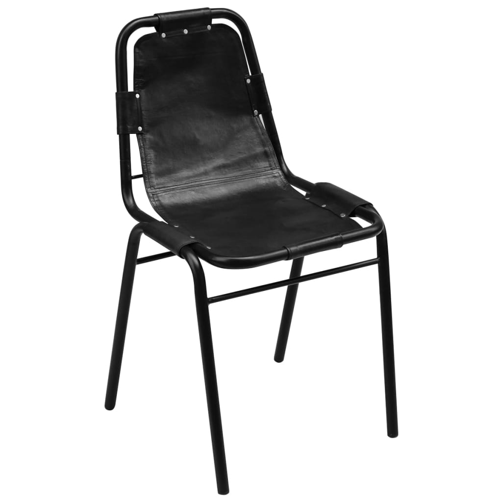 Dining chairs 2 pcs. Black genuine leather