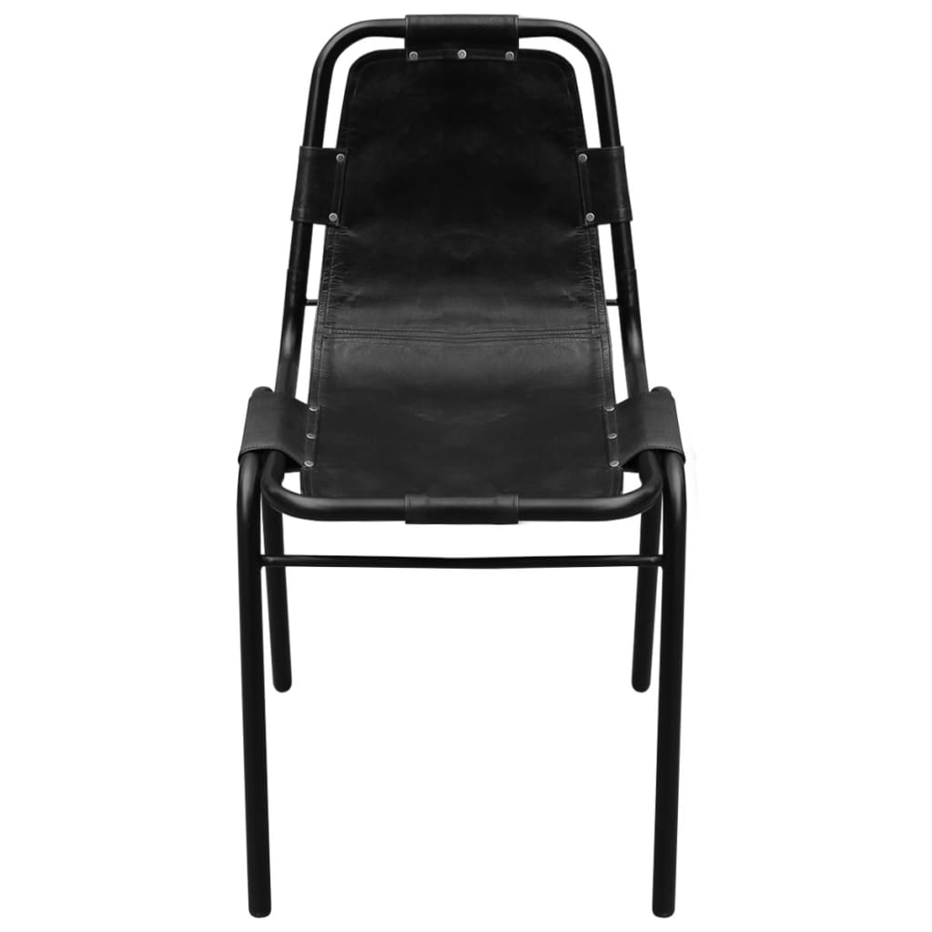 Dining chairs 2 pcs. Black genuine leather