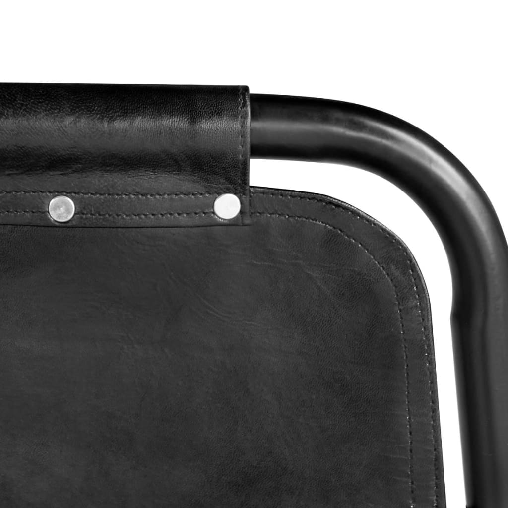 Dining chairs 2 pcs. Black genuine leather