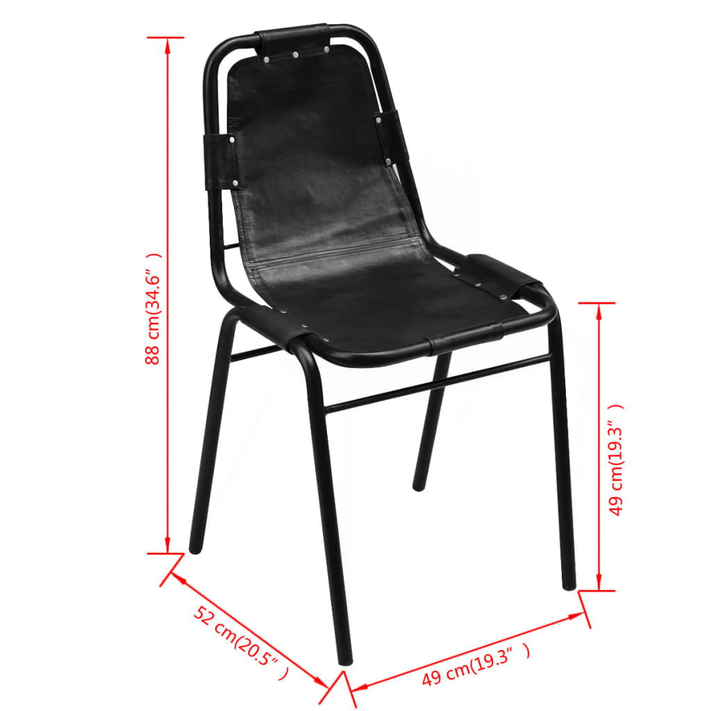 Dining chairs 2 pcs. Black genuine leather