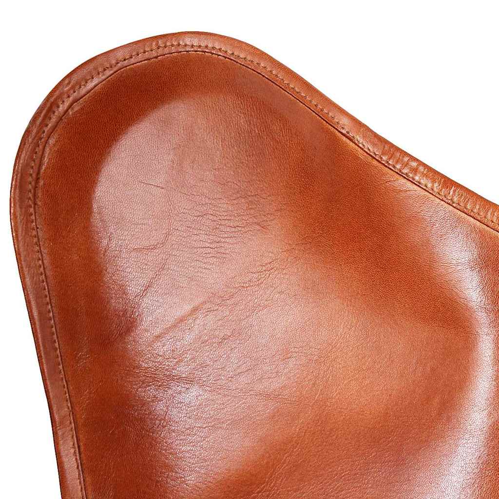 Chaise papillon en cuir véritable marron