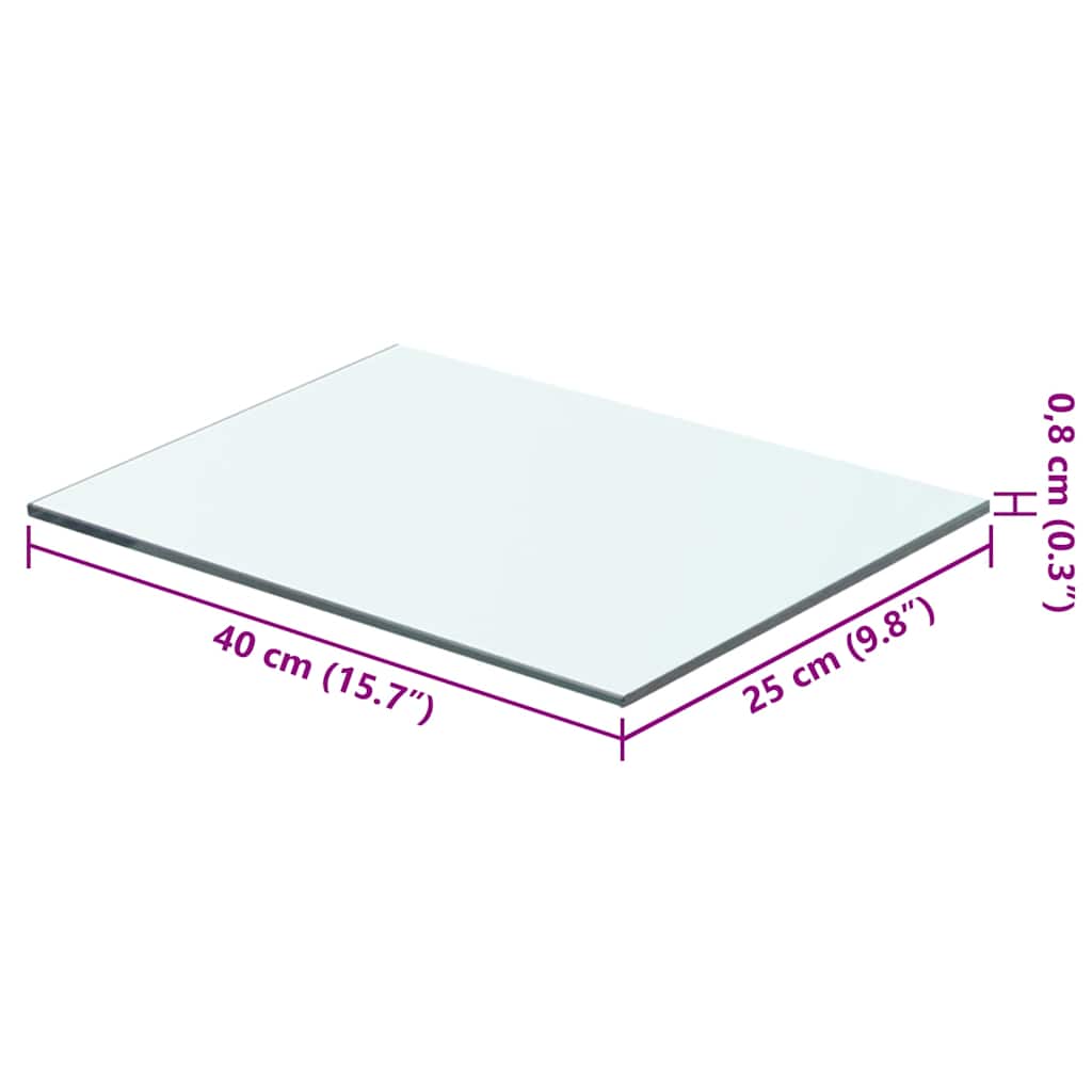 Étagère en verre transparent 40 cm x 25 cm