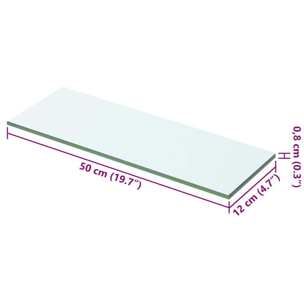 Étagère en verre transparent 50x12 cm