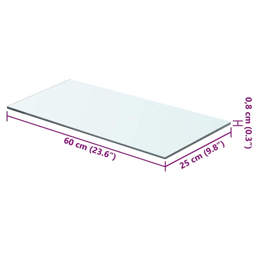 Étagère en verre transparent 60x25 cm