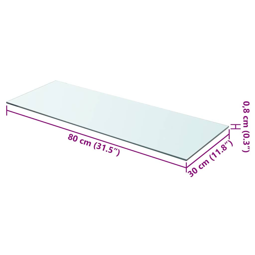 Étagère en verre transparent 80x30 cm