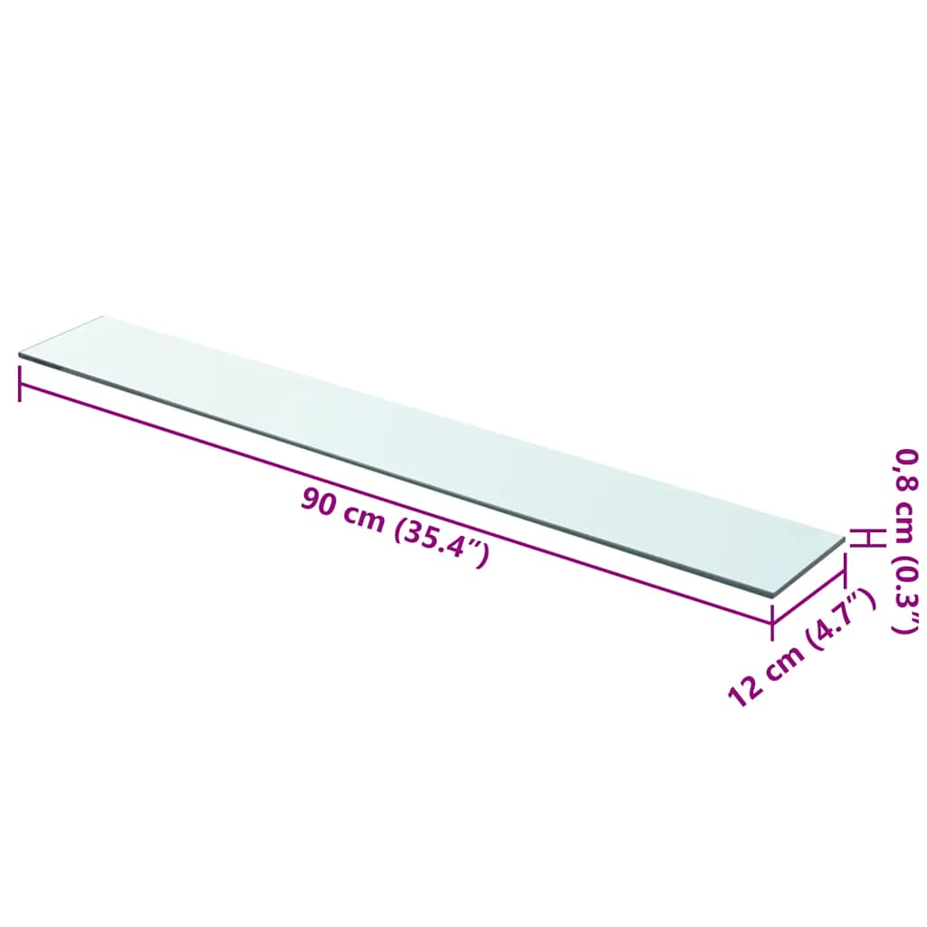 Étagère en verre transparent 90x12 cm