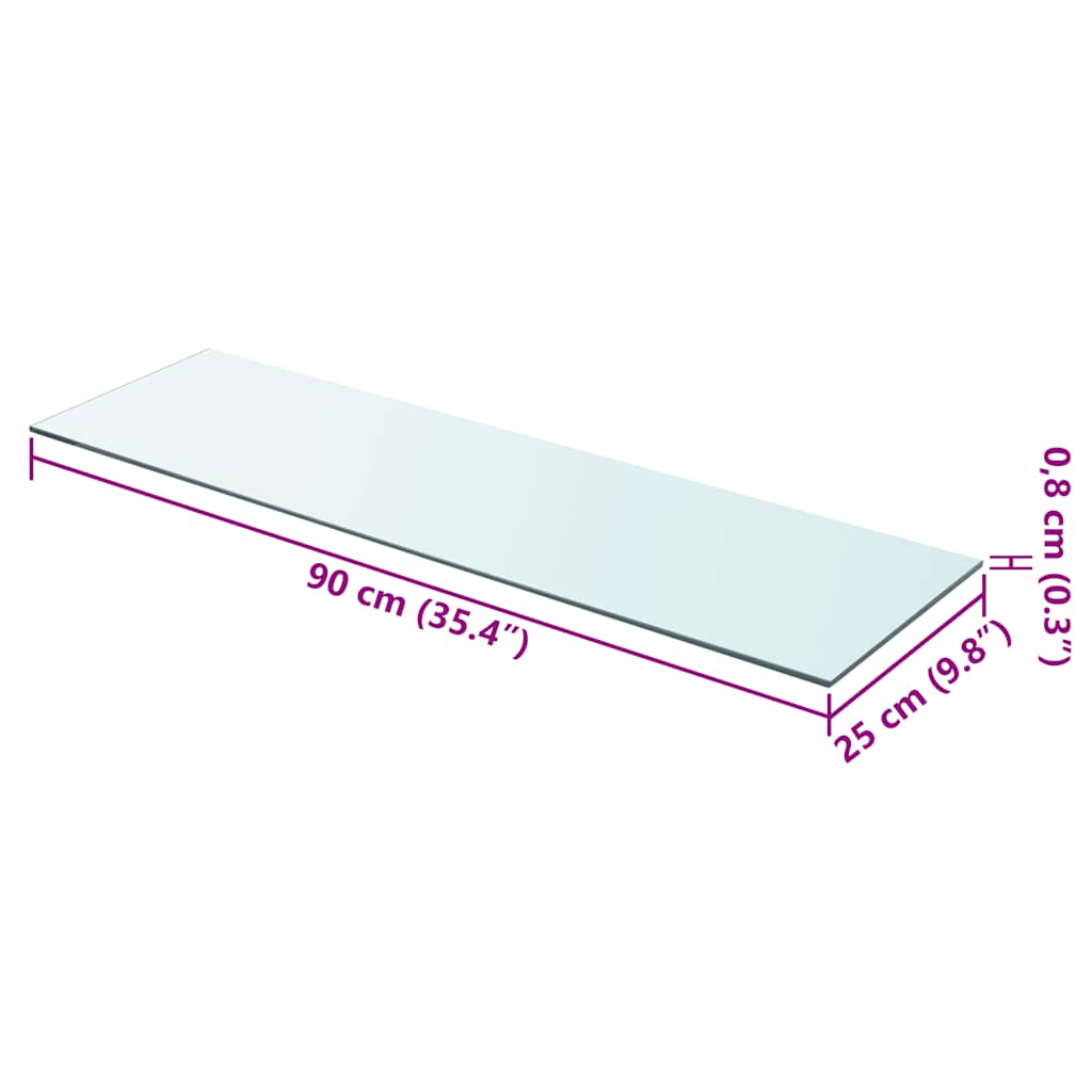 Étagère en verre transparent 90x25 cm