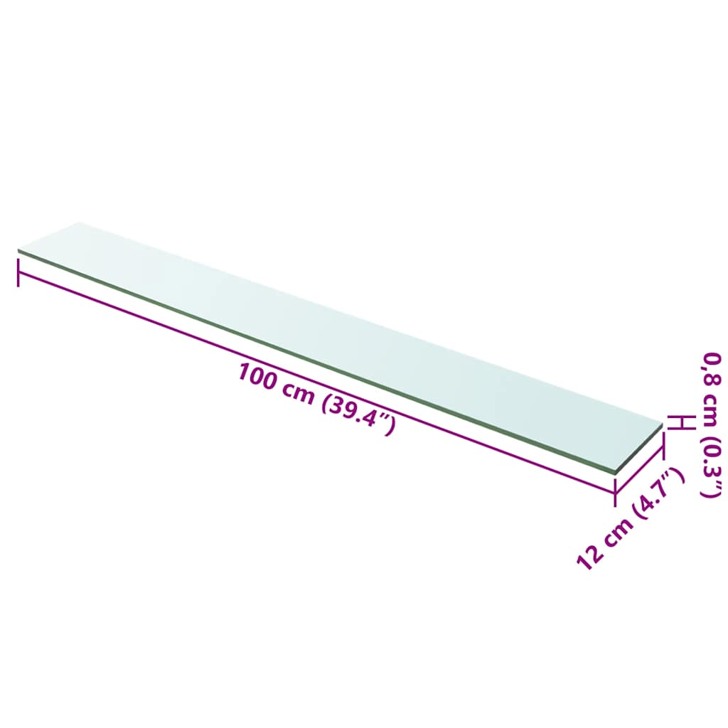Étagère en verre transparent 100x12 cm