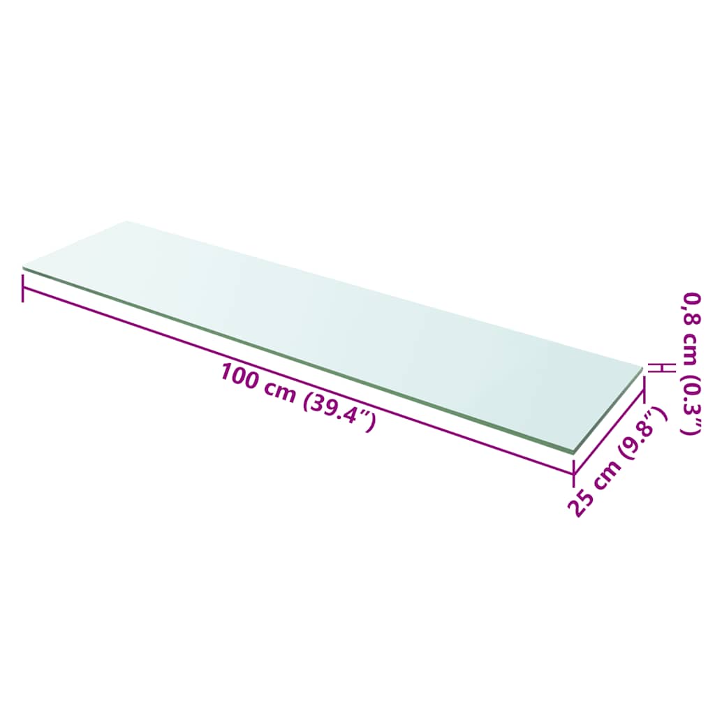 Étagère en verre transparent 100x25 cm