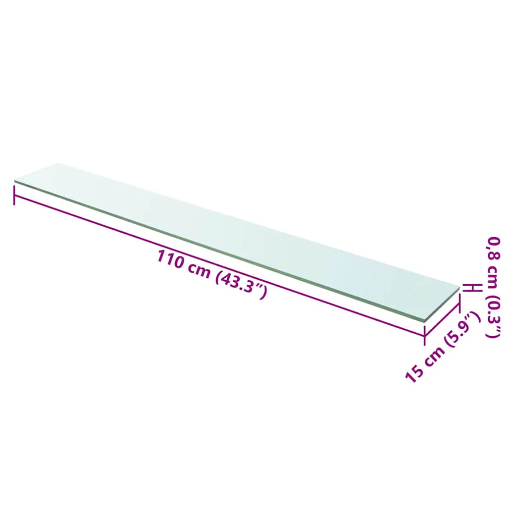 Étagère en verre transparent 110x15 cm