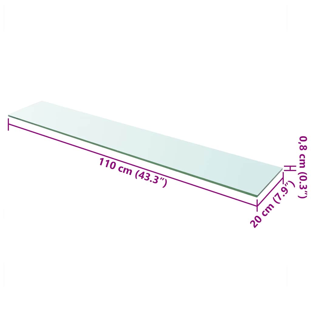 Étagère en verre transparente 110 cm x 20 cm