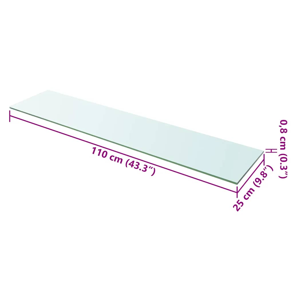 Étagère en verre transparent 110x25 cm