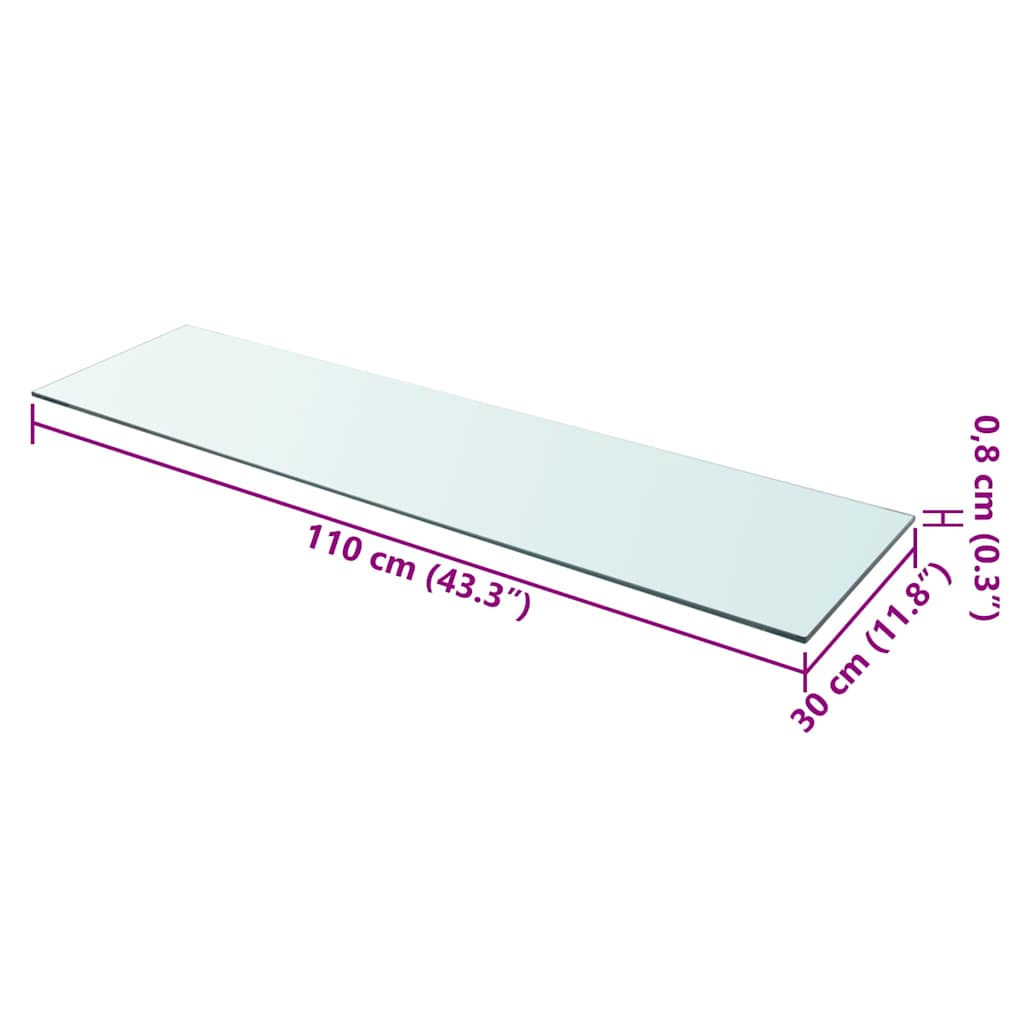 Étagère en verre transparent 110x30 cm