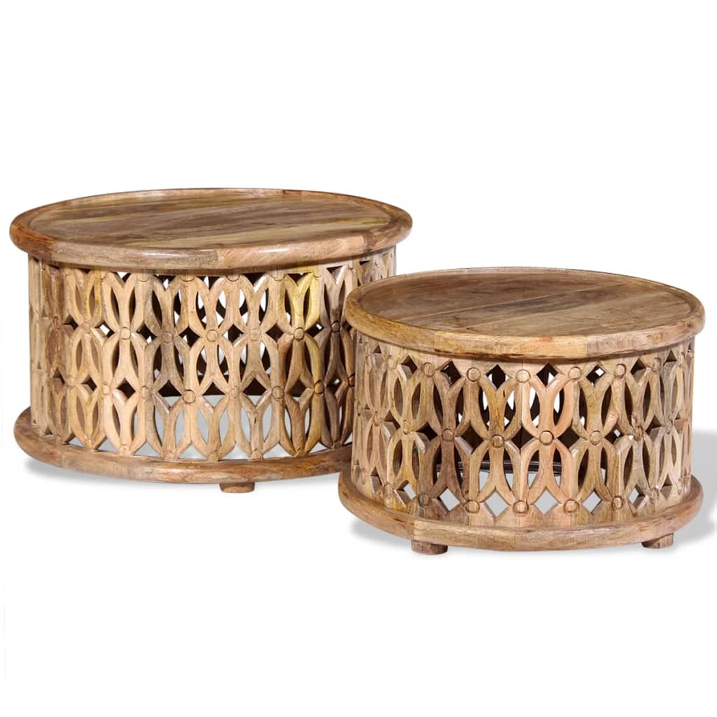 Couchtisch-Set 2-teilig aus Massivem Mangoholz