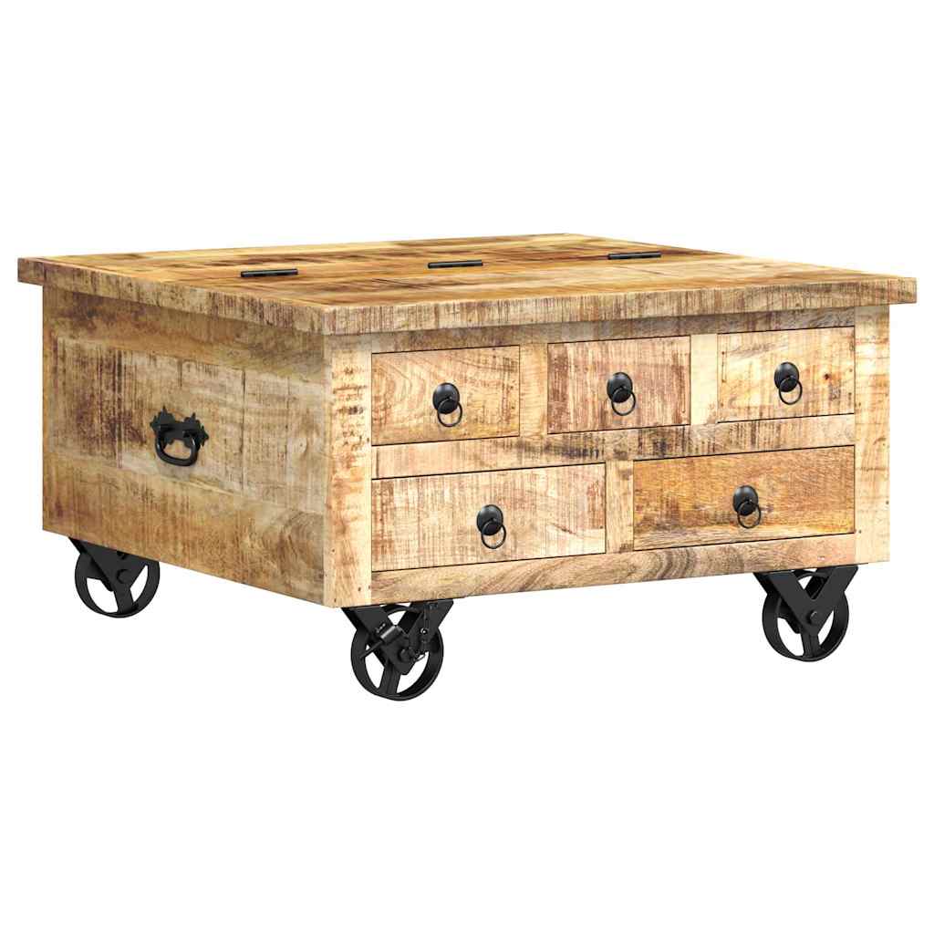 Coffee table rough mango wood 70x70x40 cm
