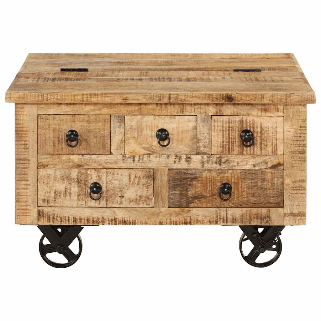 Coffee table rough mango wood 70x70x40 cm