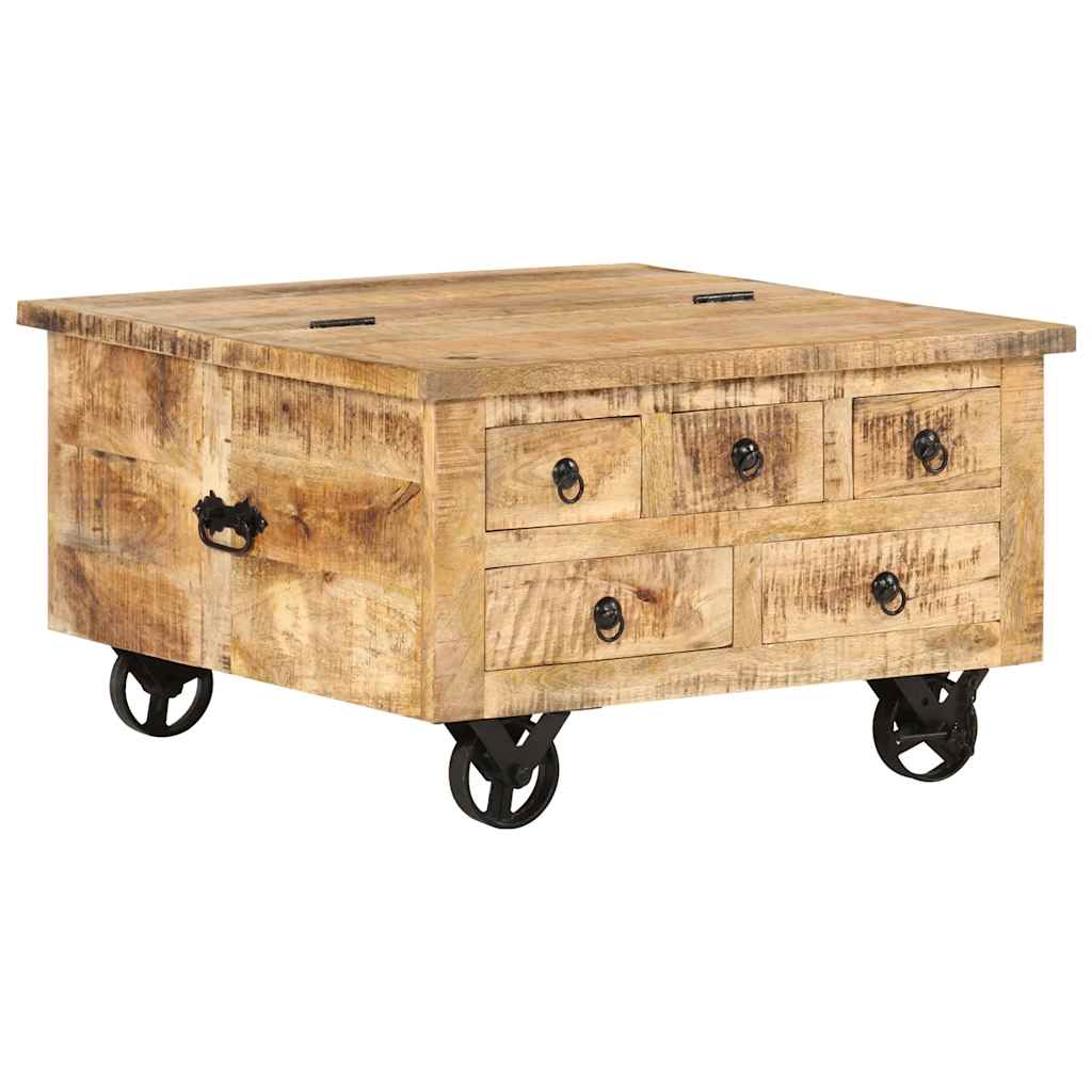 Coffee table rough mango wood 70x70x40 cm