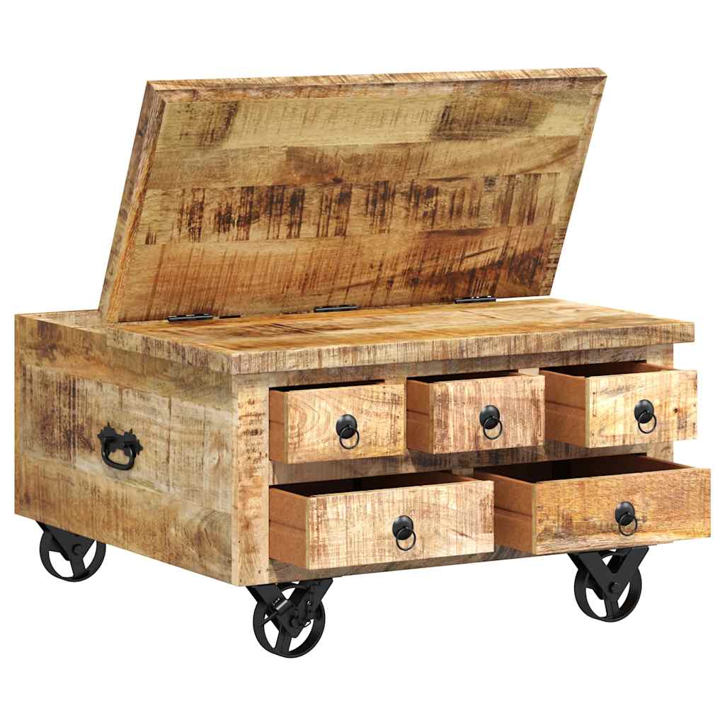 Coffee table rough mango wood 70x70x40 cm