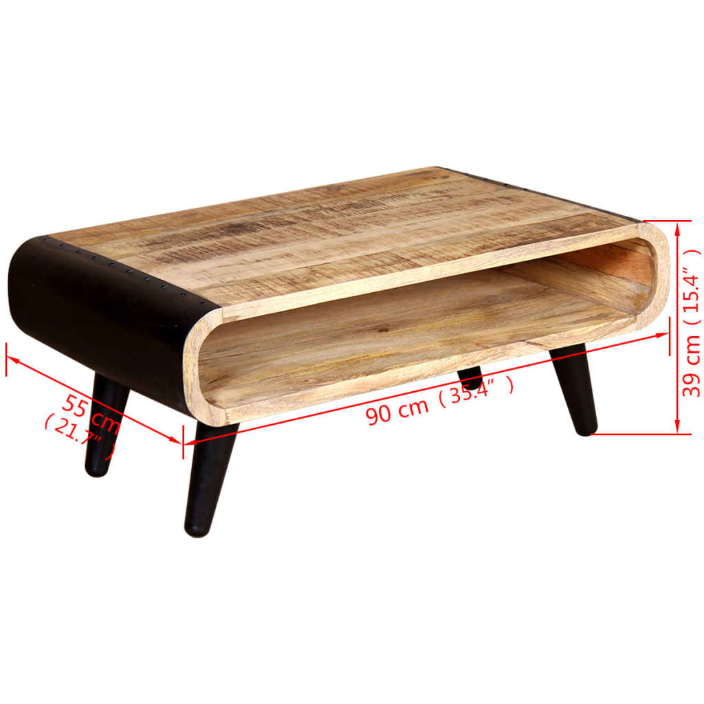 Coffee table rough mango wood 90x55x39 cm