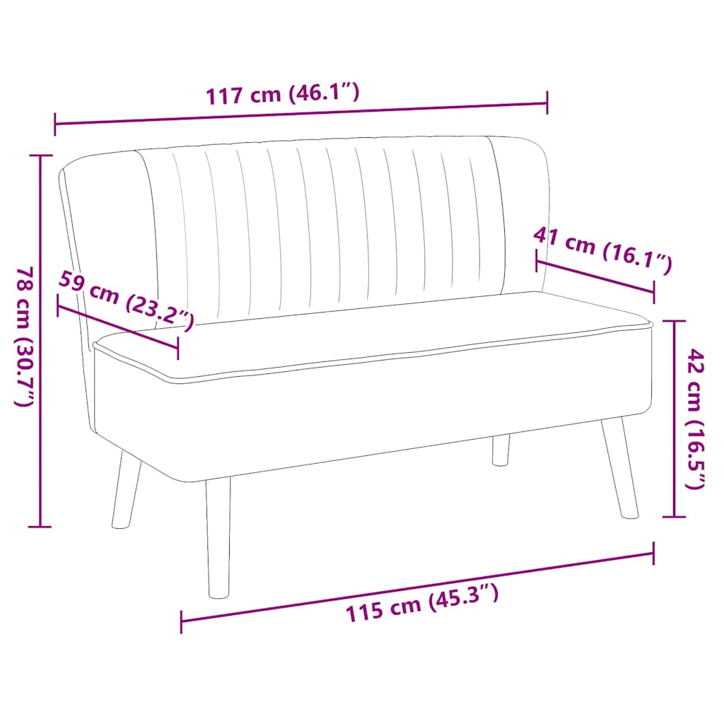 Tissu pour canapé 117x55,5x77 cm gris clair