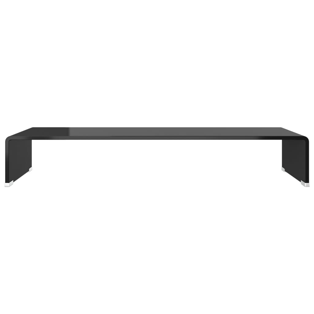 Table TV/rehausseur d'écran en verre noir 80x30x13 cm