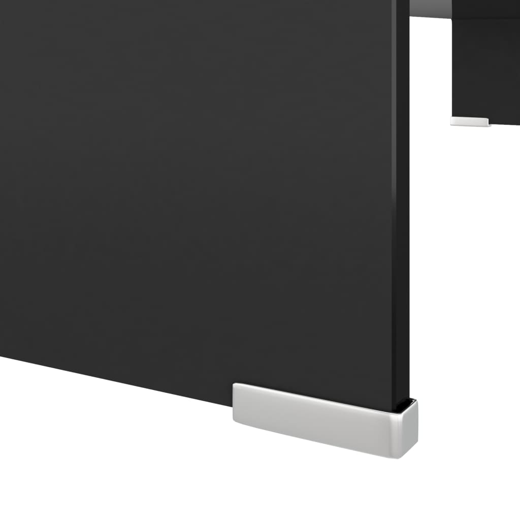 Table TV/rehausseur d'écran en verre noir 90x30x13 cm