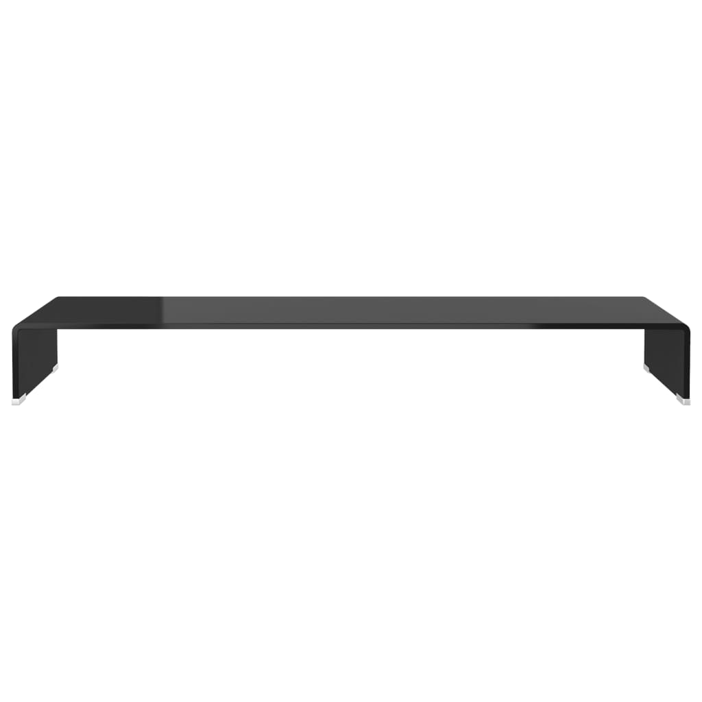 Table TV/rehausseur d'écran en verre noir 110x30x13 cm