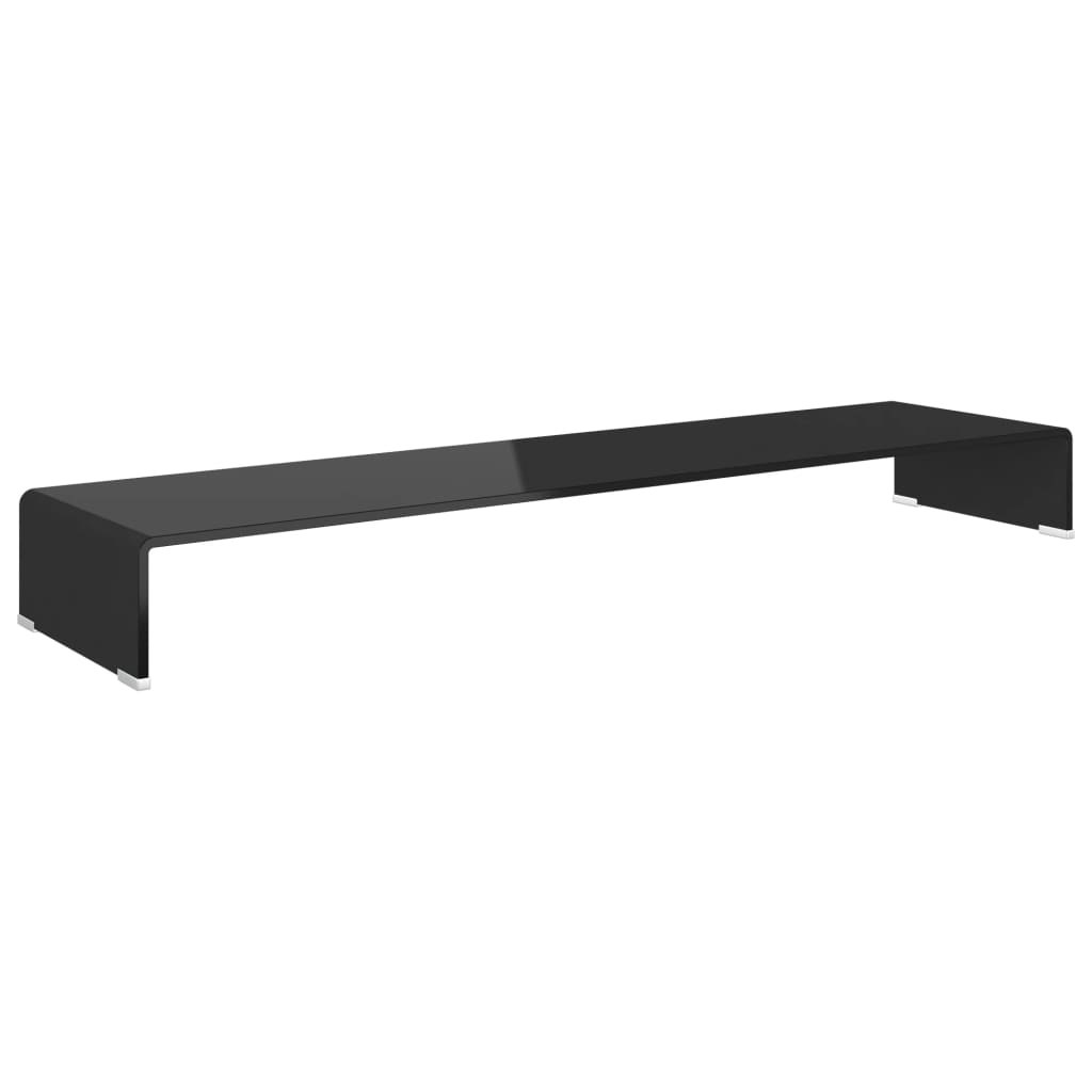 Table TV/rehausseur d'écran en verre noir 120x30x13 cm