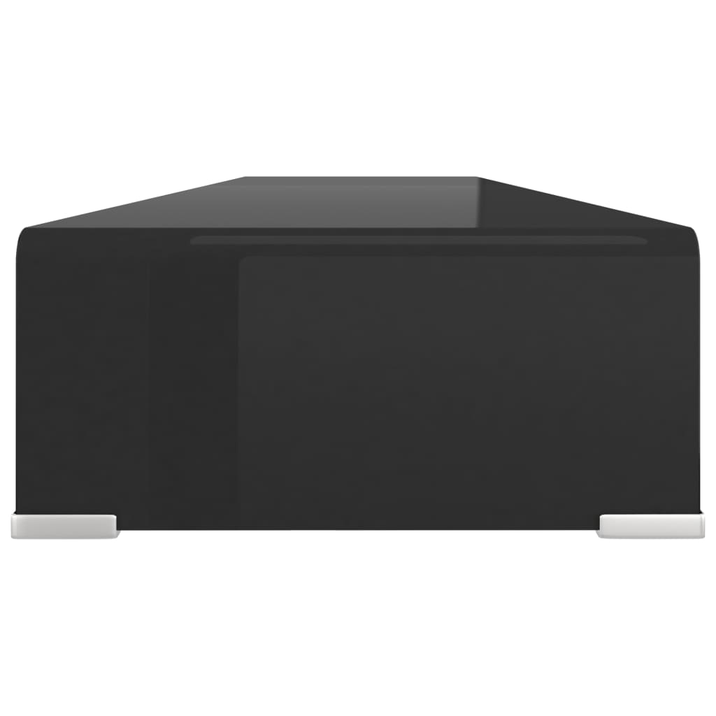 Table TV/rehausseur d'écran en verre noir 120x30x13 cm