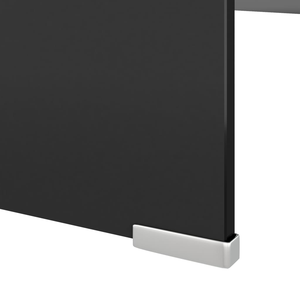 Table TV/rehausseur d'écran en verre noir 120x30x13 cm