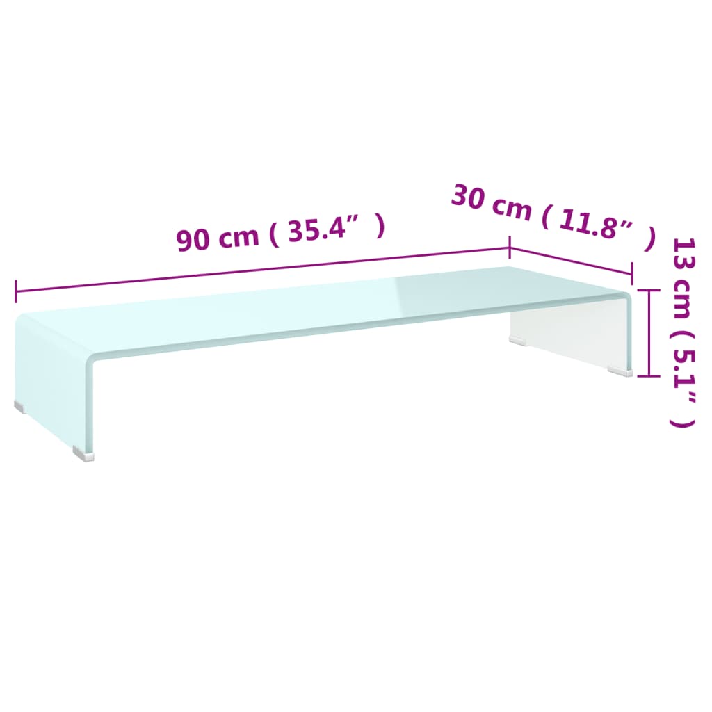 Support TV/moniteur en verre vert 90x30x13 cm