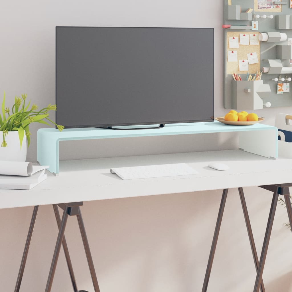 Support TV/moniteur en verre vert 90x30x13 cm
