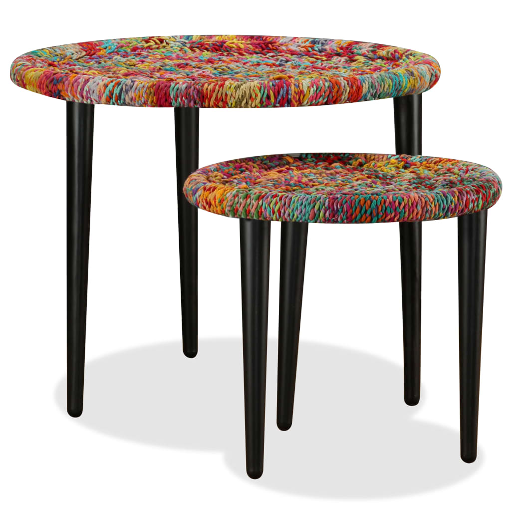 2-piece coffee table set with Chindi details, multicolored