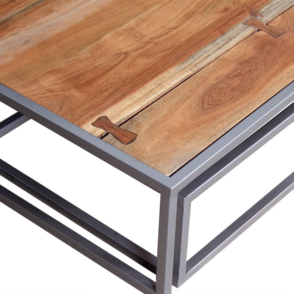 2-piece coffee table set made of solid acacia wood