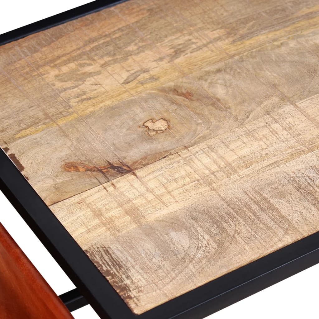 Coffee table with magazine rack made of genuine leather 110x50x45 cm
