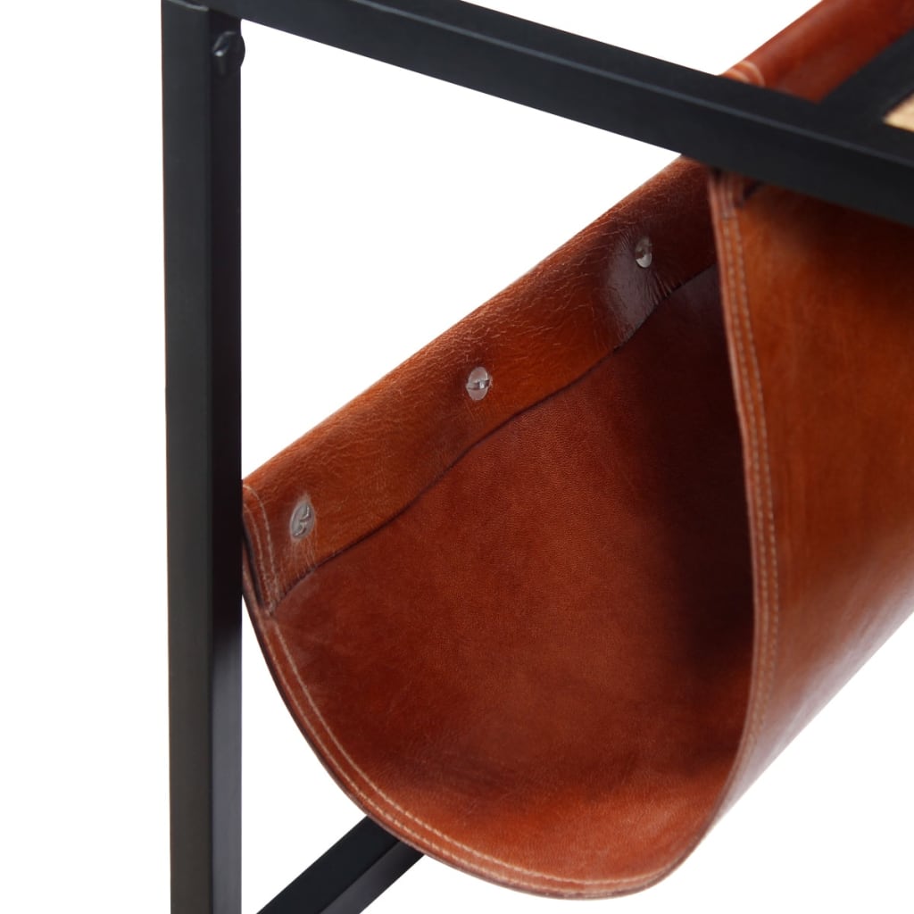 Coffee table with magazine rack made of genuine leather 110x50x45 cm